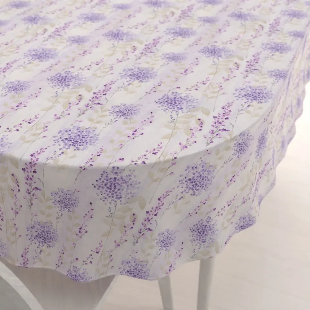 Biante Dekoračný oválny obrus PML-069 Fialové kvety na bielom 100x140 cm