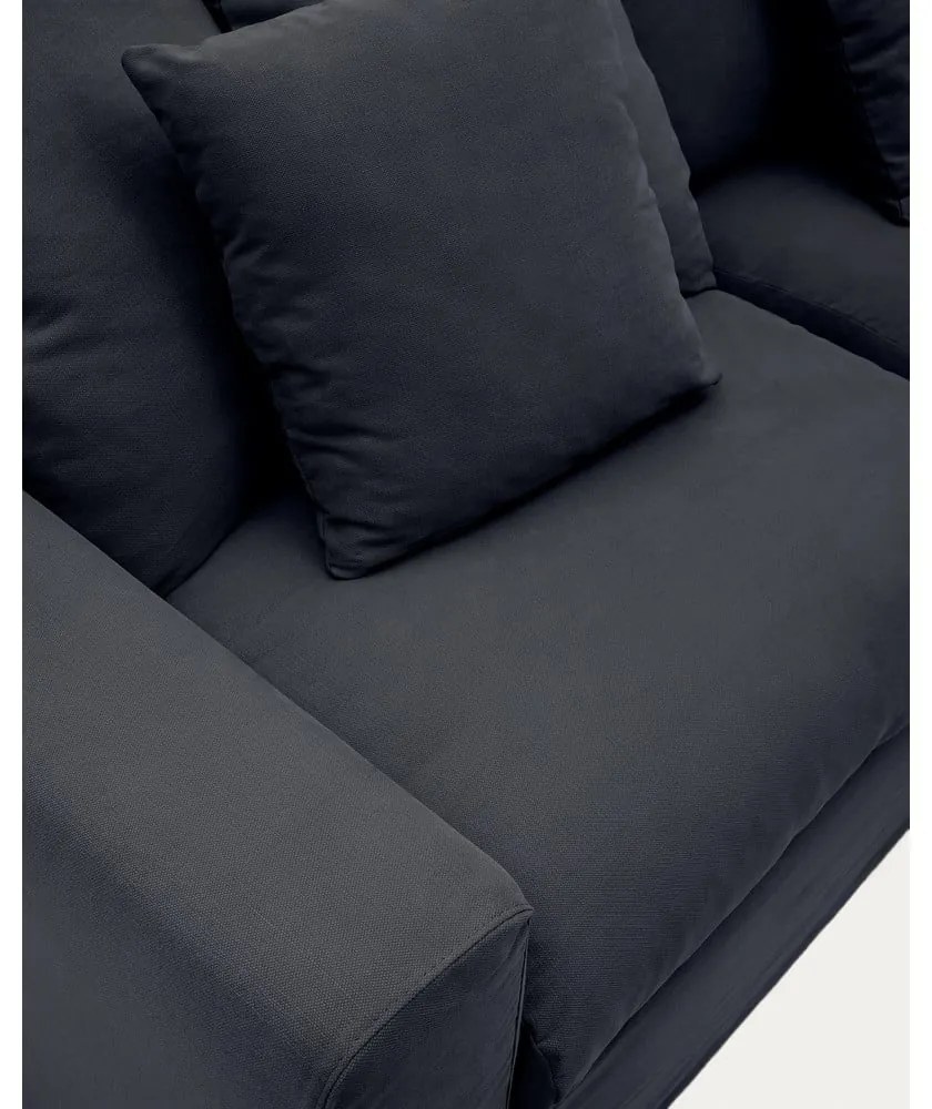 Antracitová ľanová pohovka 340 cm Nora – Kave Home