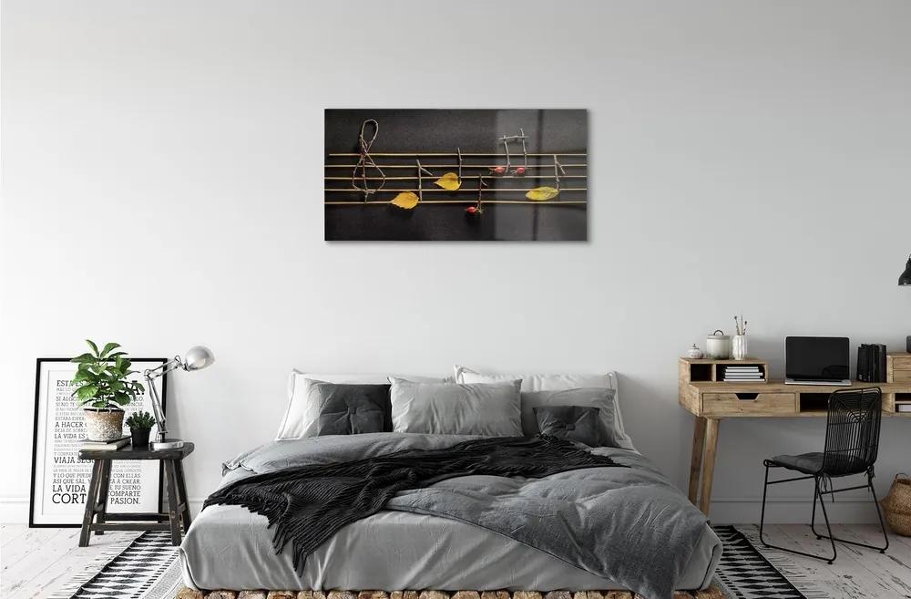 Obraz na skle Poznámky s palicami a listami 120x60 cm