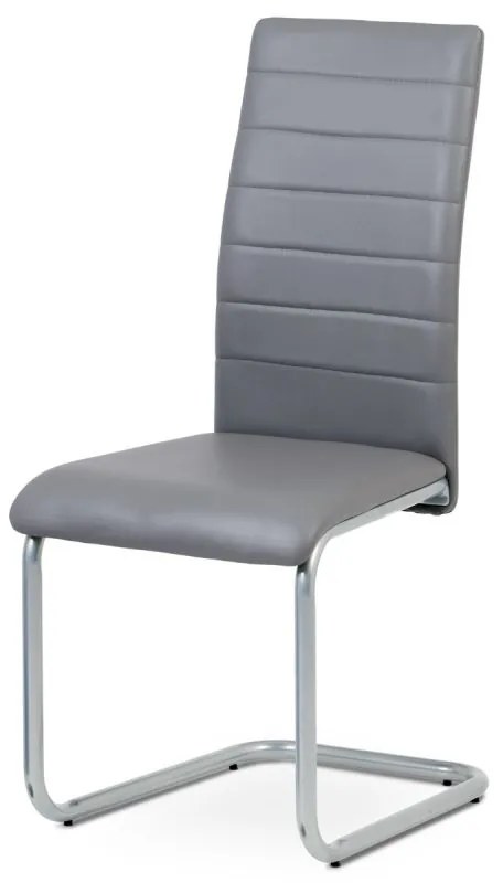 Moderná jedálenská stolička v šedej koženke s pohupovacou podnožou