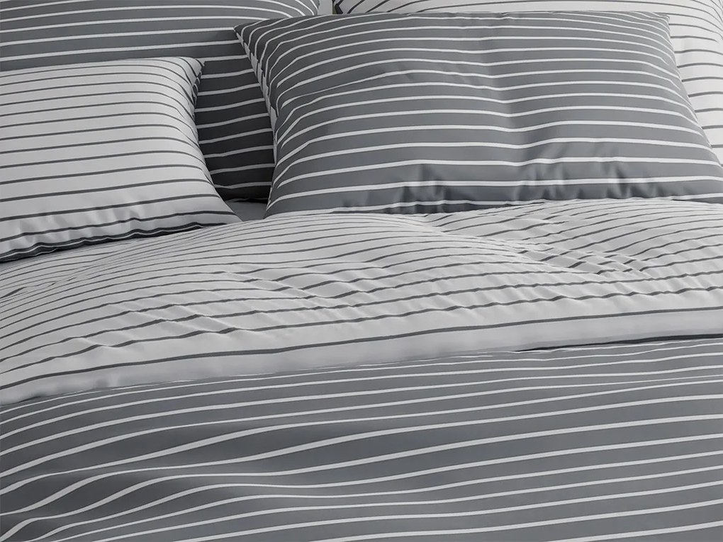 Povlečení z Renforcé bavlny CAPRIVI šedé knoflík Rozmer obliečky: 70 x 90 cm | 140 x 220 cm