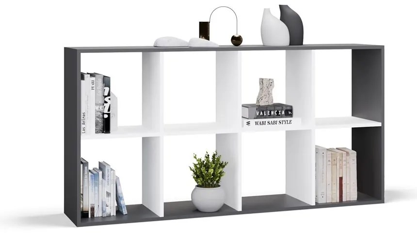 Regál Malax 2x4 147 cm antracit/biely