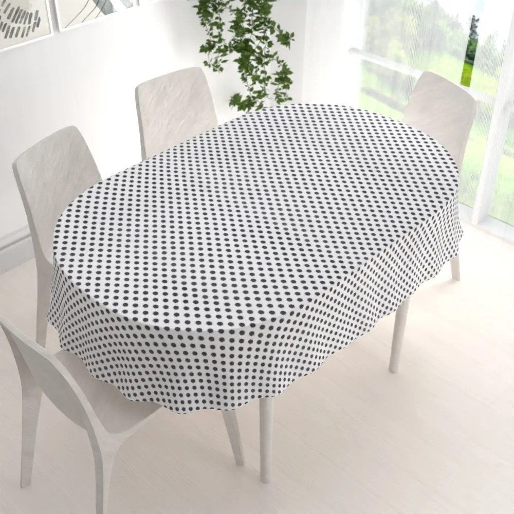 Biante Bavlnený oválny obrus Sandra SA-286 Sivé bodky na bielom 100x140 cm