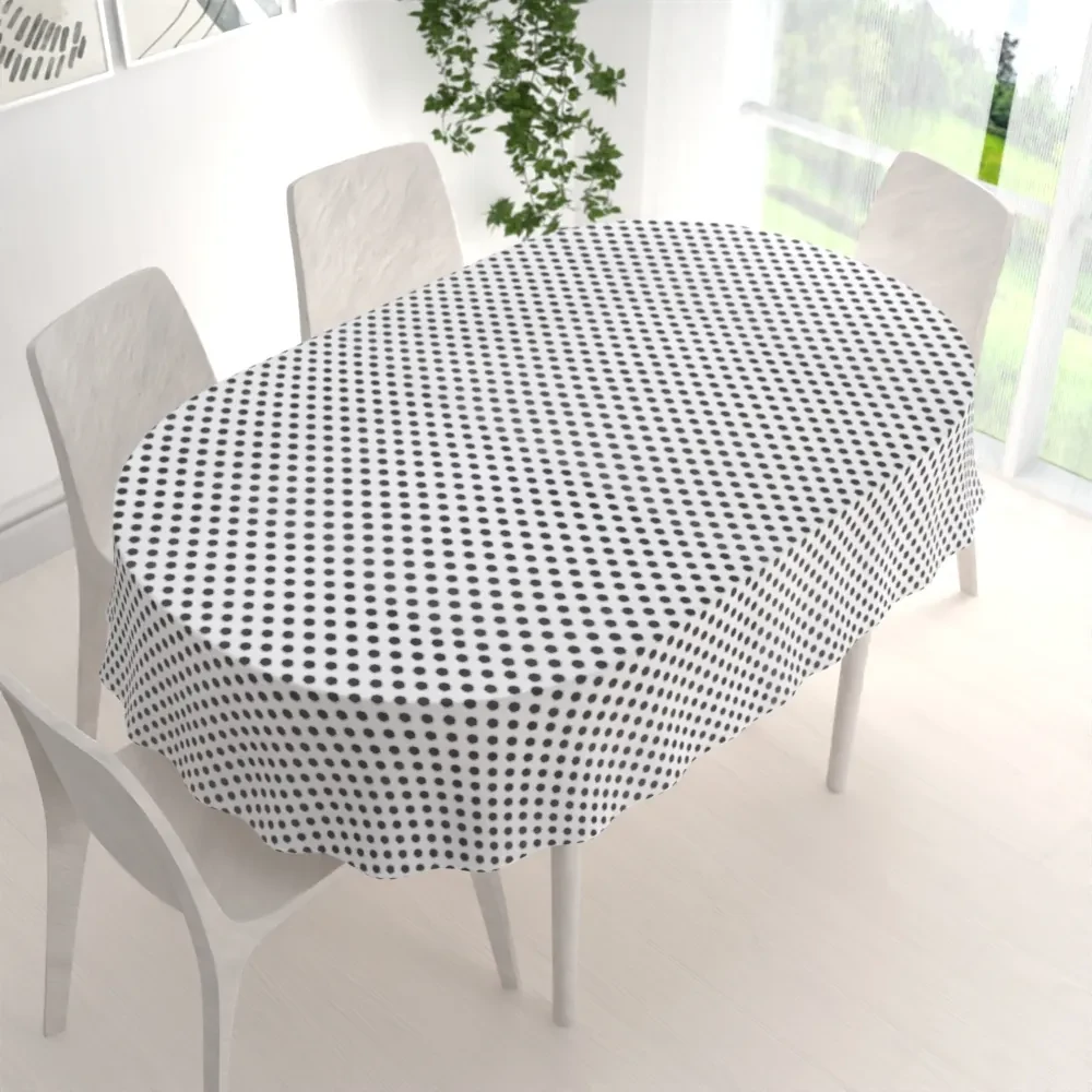 Biante Bavlnený oválny obrus Sandra SA-286 Sivé bodky na bielom 140x160 cm