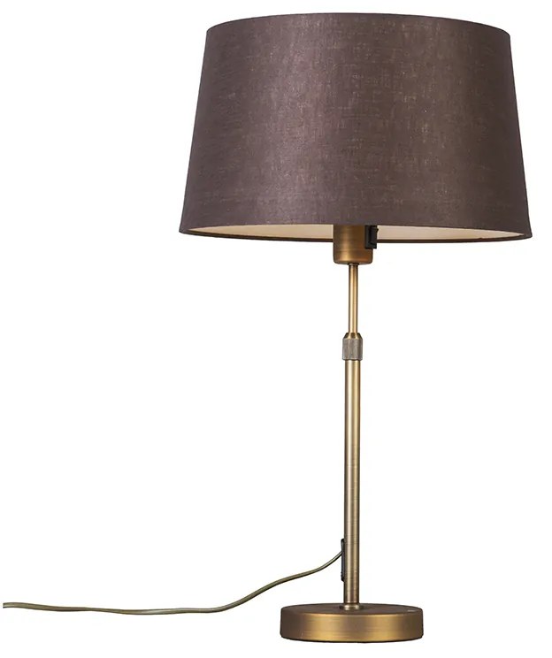 Stolná lampa bronzová s hnedým tienidlom 35 cm nastaviteľná - Parte