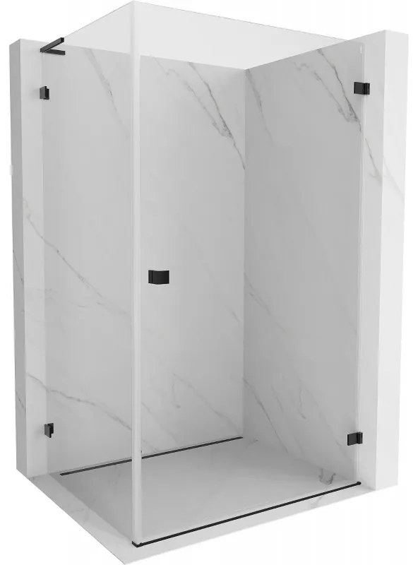 Mexen Lunar-B L pravý výklopný sprchový kút 95 x 70 cm, číre sklo, čierna matná, 832L-095-070-66-00-P