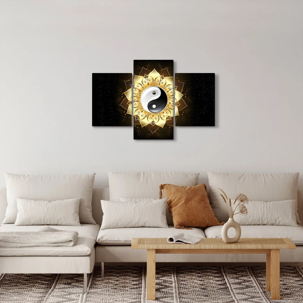Obraz - Zlatý Yin-Yang (90x60 cm)
