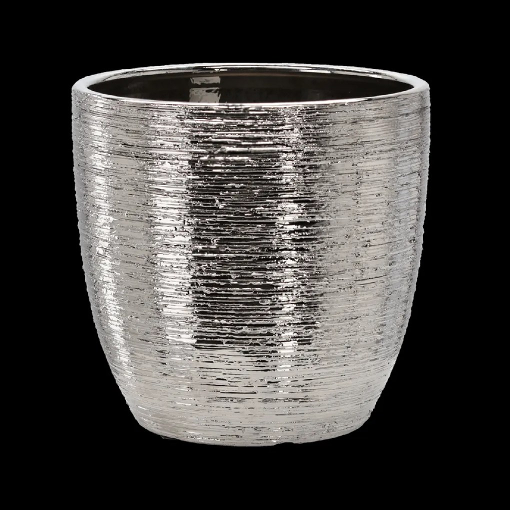 Garden Line KERAMICKÝ OBAL NA KVETINOVÝ KÔŠ 30 x 30 x 29,5 CM, STRIEBORNÝ *2227