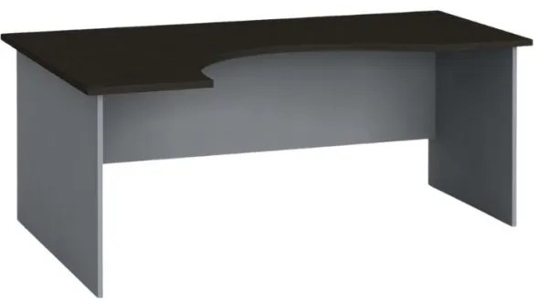 Rohový kancelársky pracovný stôl PRIMO FLEXI, zaoblený 180x120 cm, sivá / wenge, ľavý