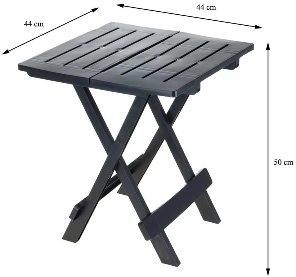 Rozkladací balkónový stôl 50 cm PROGARDEN tmavo šedý