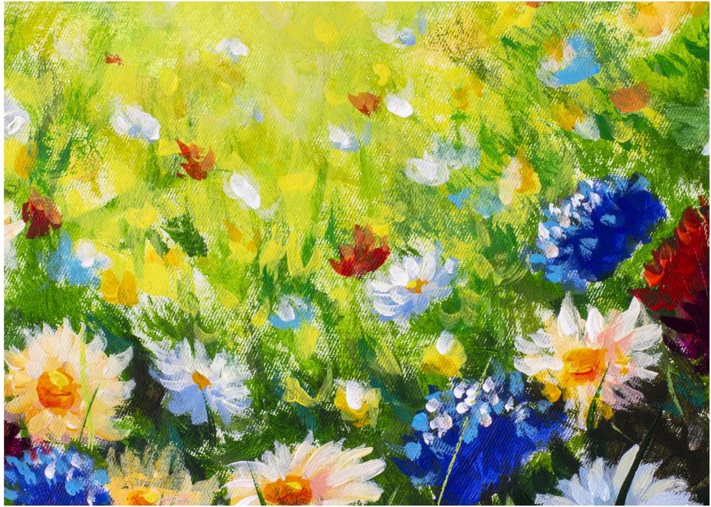 Obraz rozkvitnutej lúky, olejomaľba (70x50 cm)
