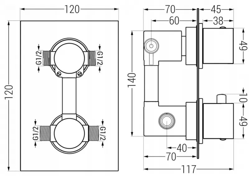 Mexen Cube DR02 podomietkový sprchový set s dažďovou sprchou 25x25 cm (6v1), čierna, 77502DR0225-70