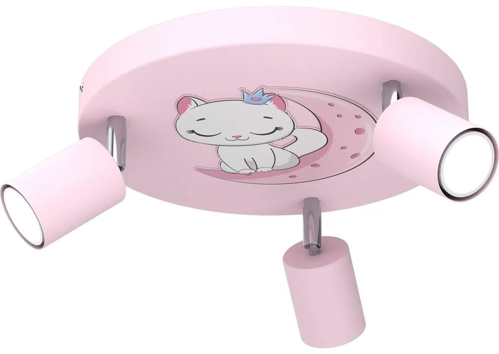 Detské bodové svietidlo FUN 3xGU10/8W/230V ružová/mačka
