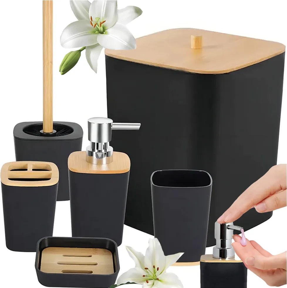 Plastová kúpeľňová sada BATHINO 6 ks - viac farieb Farba: Biela