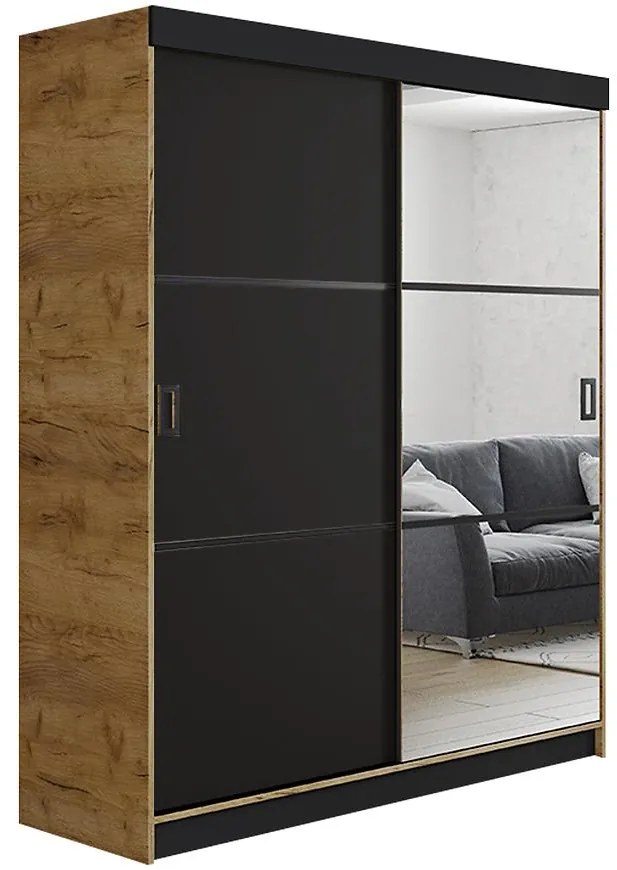 Skriňa Retro 138 3L craft/ Dvierka čierna