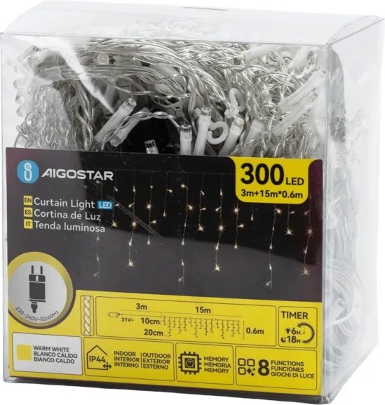 Aigostar - LED Vonkajšia dekoračná reťaz 75xLED/6W/230V 15x0,6m IP44 teplá biela