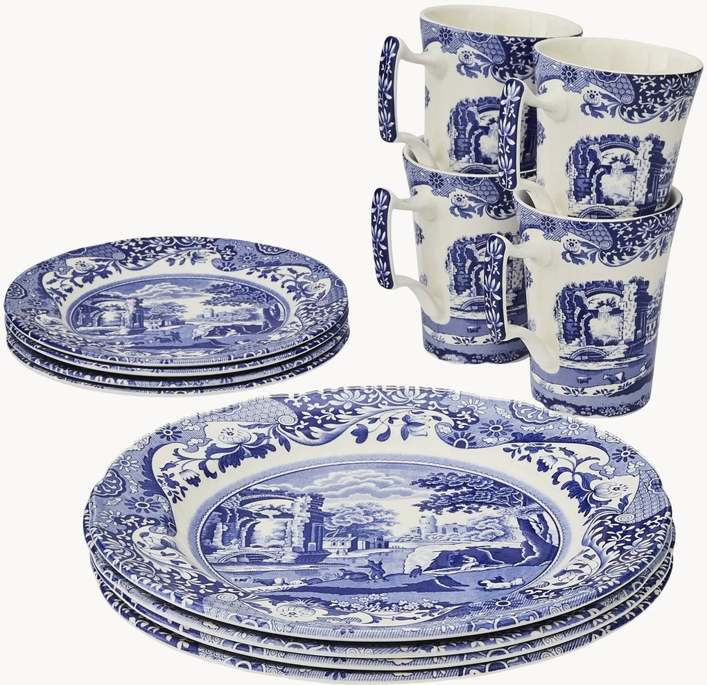 Keramická súprava riadu Blue Italian, 12 ks