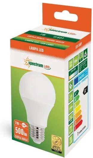 Spectrum LED Spectrum, LED žiarovka E-27, 230V, 7W, 600lm, 3000K, 13900, OSW-01004