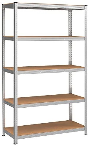 5-úrovňový oceľový regál s vysokou nosnosťou 750 kg, 60 x 120 x 200 cm, strieborný