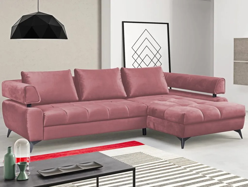 Rohová sedacia súprava Paris, staroružová látka, pravý roh