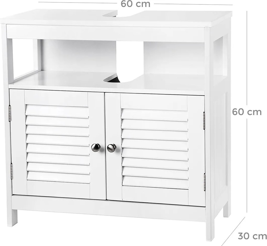 Skrinka pod umývadlo s 2 lamelovými dvierkami, biela