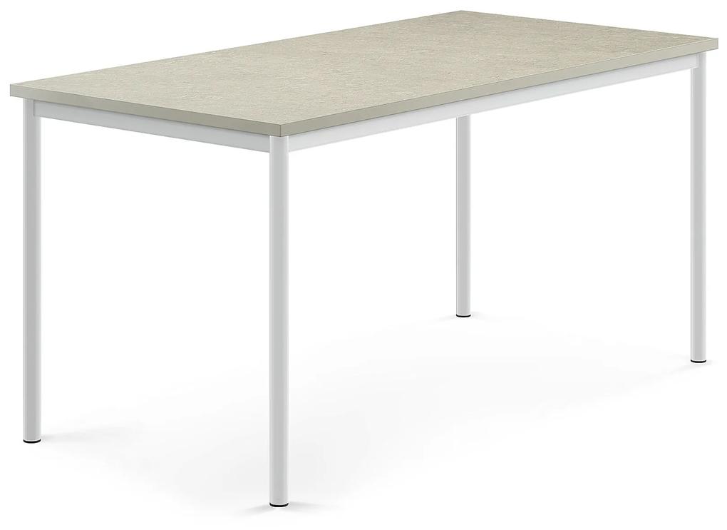 Stôl SONITUS, 1600x800x760 mm, linoleum - svetlošedá, biela