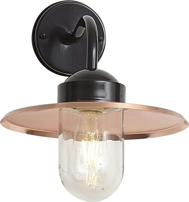 Vonkajšie nástenné svietidlo čierne s meďou IP44 - Mníchov