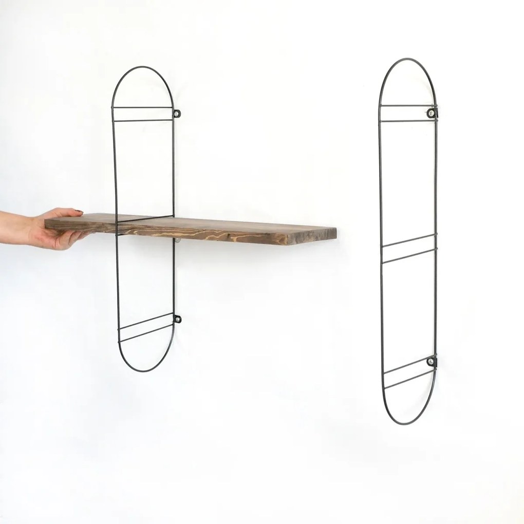 Nástenná polička Wro hnedá/čierna