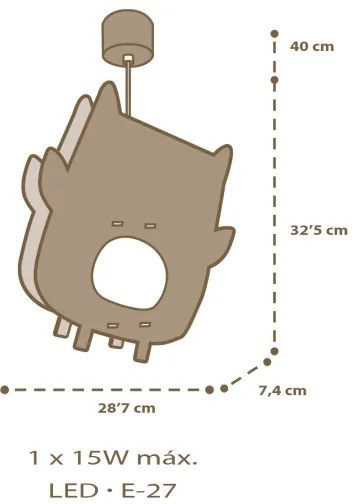 Dalber 63397 - Detský luster OWL 1xE27/15W/230V