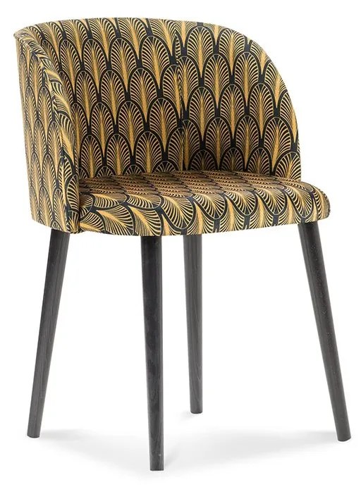 Černá|zlatá Zamatová stolička Aurora dĺžka 55 × šírka 56 × výška 80 cm WINDSOR & CO