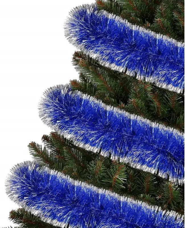 SPRINGOS Reťaz na vianočný stromček modrá/strieborná 10 cm x 6 m