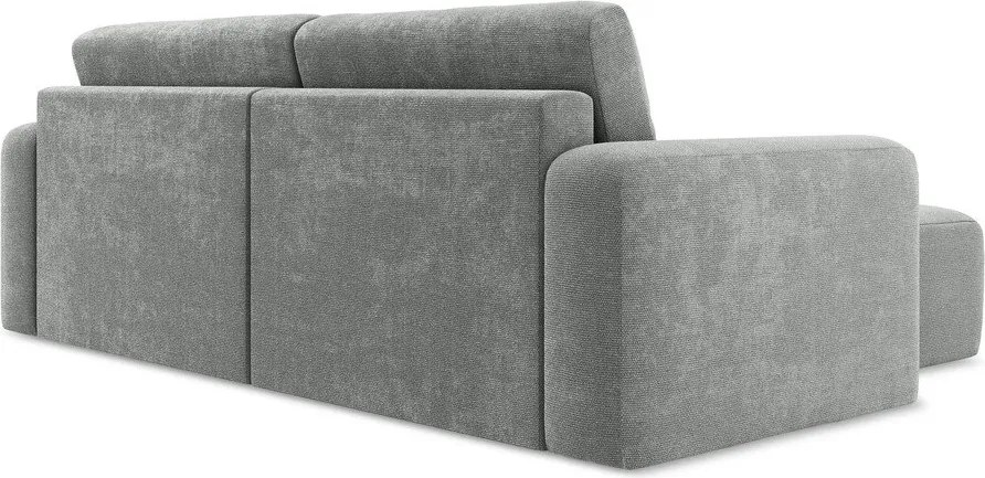 Sivá ženilková rozkladacia/s úložným priestorom rohová pohovka (ľavý roh/s leňoškou) Kona – Makamii