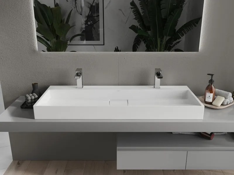 Mexen Ava umývadlo na dosku z konglomerátu 2/O 120 x 46 cm, biele - 23011202