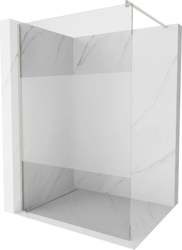 Mexen Kioto, sprchová zástena Walk-In 130 x 200 cm, 8mm číre sklo-námraza, brúsená oceľ profil, 800-130-101-97-35