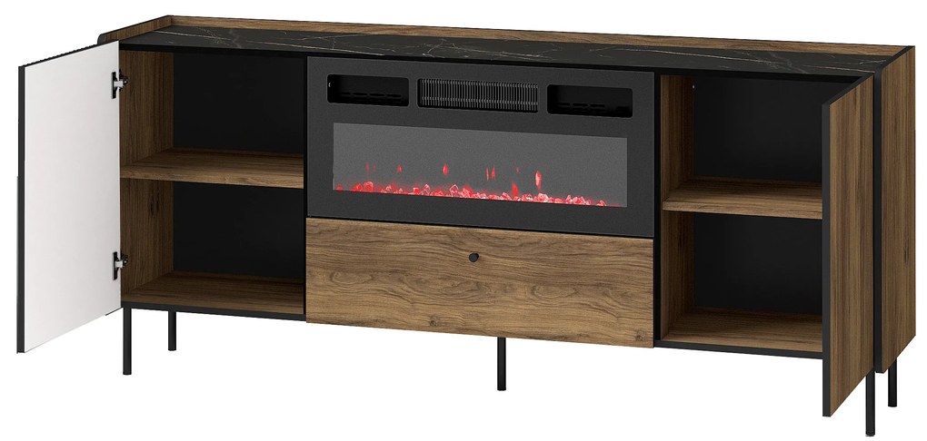 TV stolík Phelan P16 (orech warmia + čierna). Akcia -22%. Vlastná spoľahlivá doprava až k Vám domov. 1062546