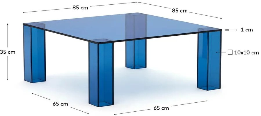 Modrý sklenený konferenčný stolík 85x85 cm Adularia – Kave Home