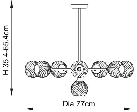 Endon 103172 - Luster na tyči ALLEGRA 8xE14/7W/230V mosadz/číra