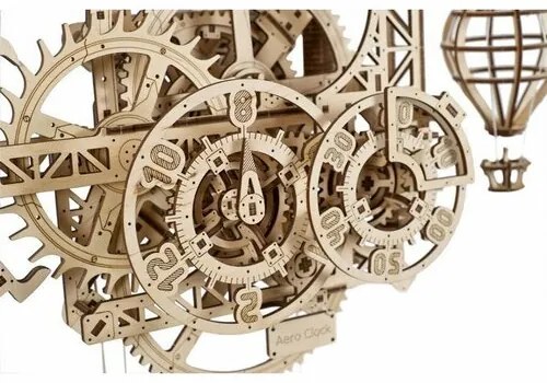 Ugears 3D drevené mechanické puzzle Nástenné hodiny Aero