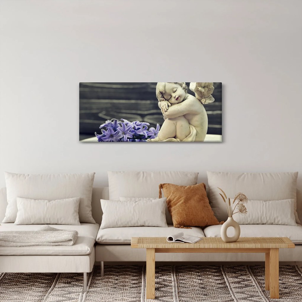 Obraz anjelika s kvetinou (120x50 cm)