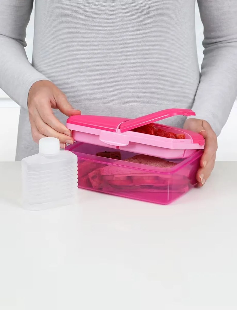 Box na desiatu/obed s priehradkami aj fľaštičkou, 1,5l - mix farieb Farba škatuliek SISTEMA: Modrá