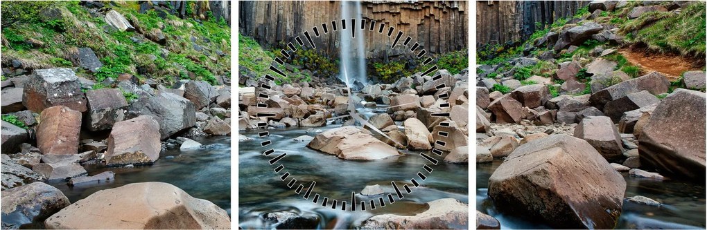 Obraz - Vodopád Svartifoss, Island (s hodinami) (90x30 cm)