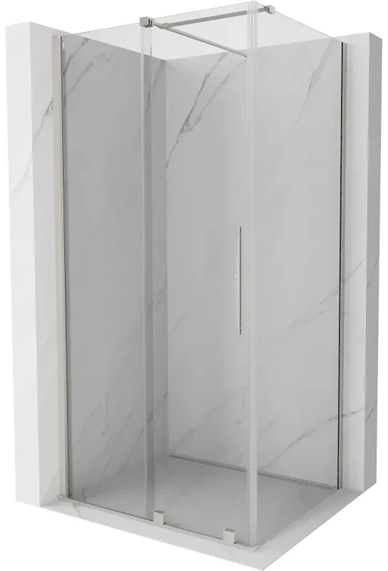 Mexen Velar, sprchový kút s posuvnými dverami 140 x 100 cm, 8mm číre sklo, brúsená oceľ, 871-140-100-01-97