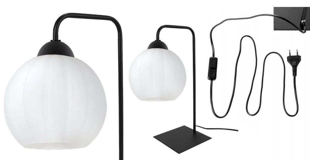 Stolná lampa Costa, 1x biele sklenené tienidlo, b