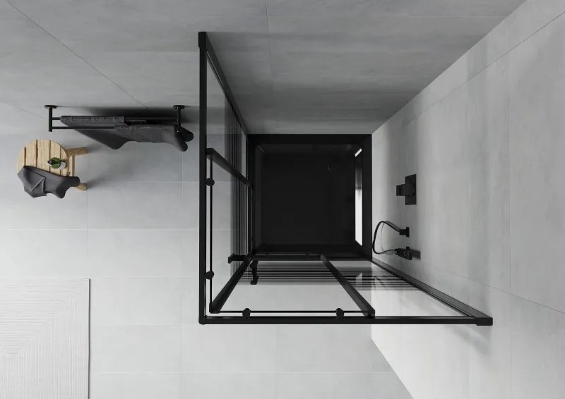 Mexen Rio štvorcová sprchová kabína 70 x 70 cm, čierne pásy, čierna + sprchová vanička Flat, čierna - 860-070-070-70-20-4070B