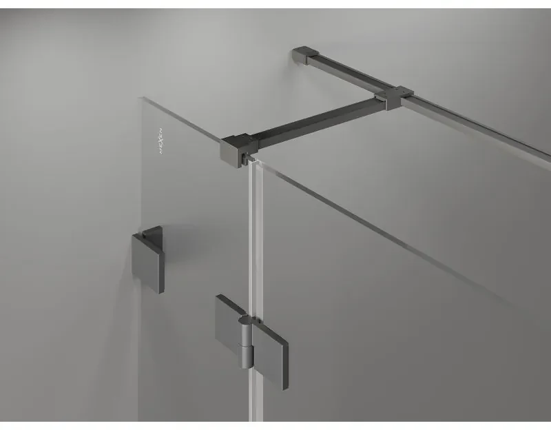 Mexen Lunar T, sklápací sprchový kút ľavý 135 x 120 cm, 8mm číre sklo, grafitový profil, 834T-135-120-95-00-L
