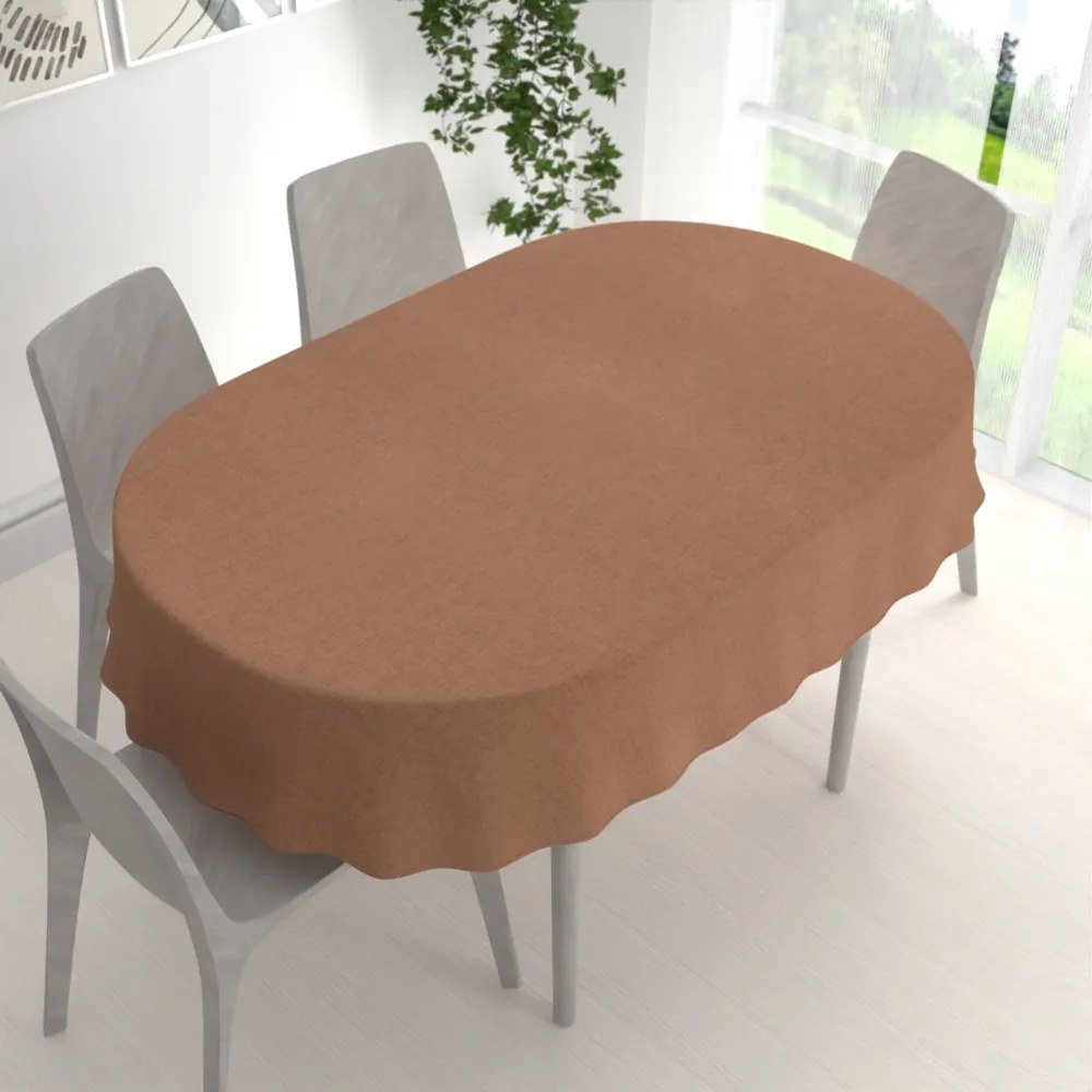 Biante Dekoračný oválny obrus BKW-203 Hnedý žíhaný 130x160 cm