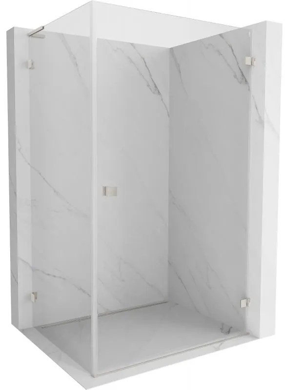 Mexen Lunar-B L pravý výklopný sprchový kút 75 x 70 cm, číre sklo, brúsená oceľ, 832L-075-070-97-00-P