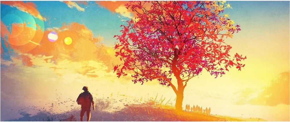Obraz stromu na kopci (120x50 cm)