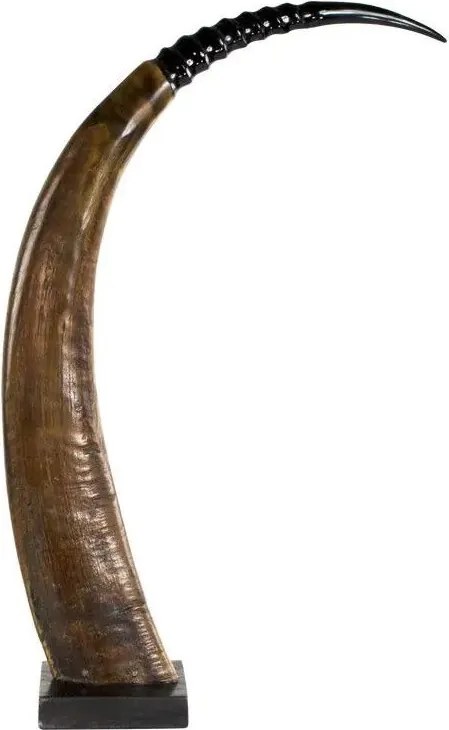 Dekoratívny roh Byvol na drevenom podstavci (bubalus bubalis) - 65cm