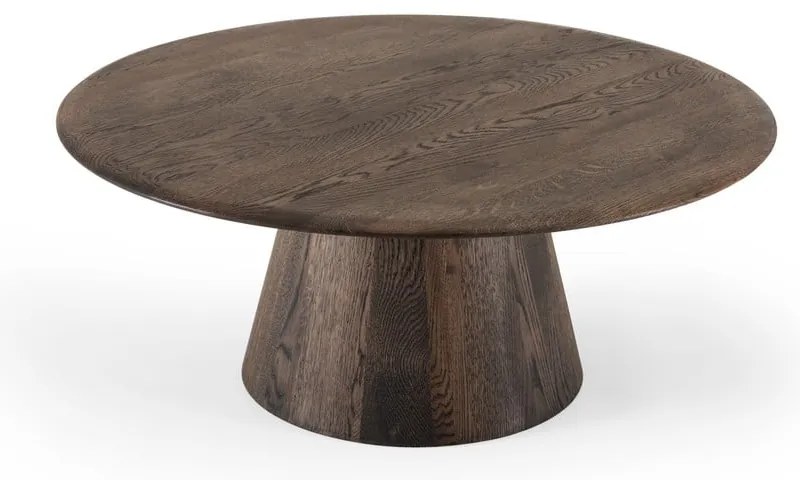 Hnedý okrúhly konferenčný stolík z dubového dreva ø 80 cm Mushroom – Gazzda